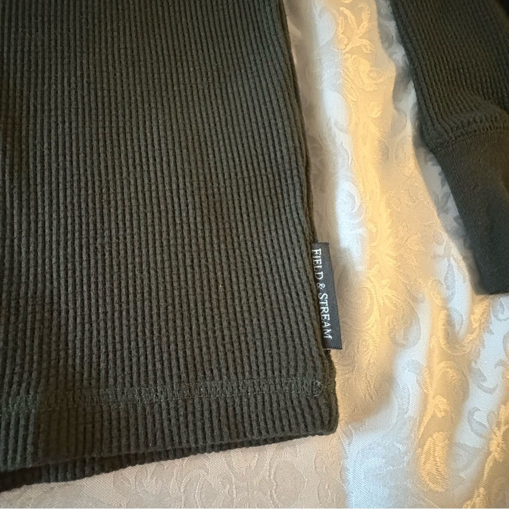 NEW Mens Field & Stream Thermal Waffle Long Sleeve Crew Neck Forest Green Sz L - Picture 10 of 12